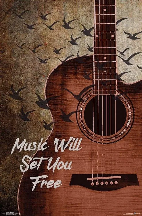 Poster print Music Will Set You Free 22 by 34 inches premium paper