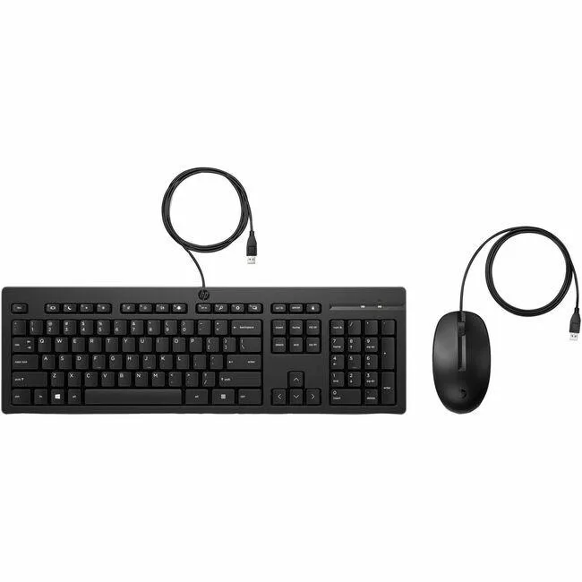 Black wired keyboard and mouse combo with USB cables