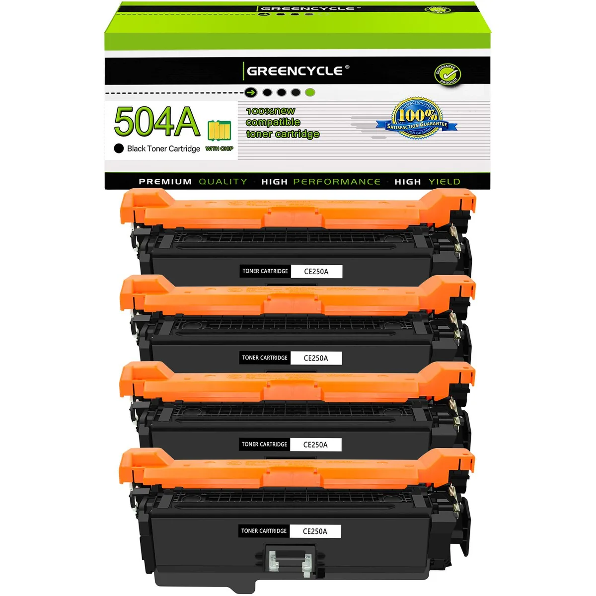 GREENCYCLE GREENCYCLE 504A CE250A Black Toner Cartridge 4 Pack — product photo
