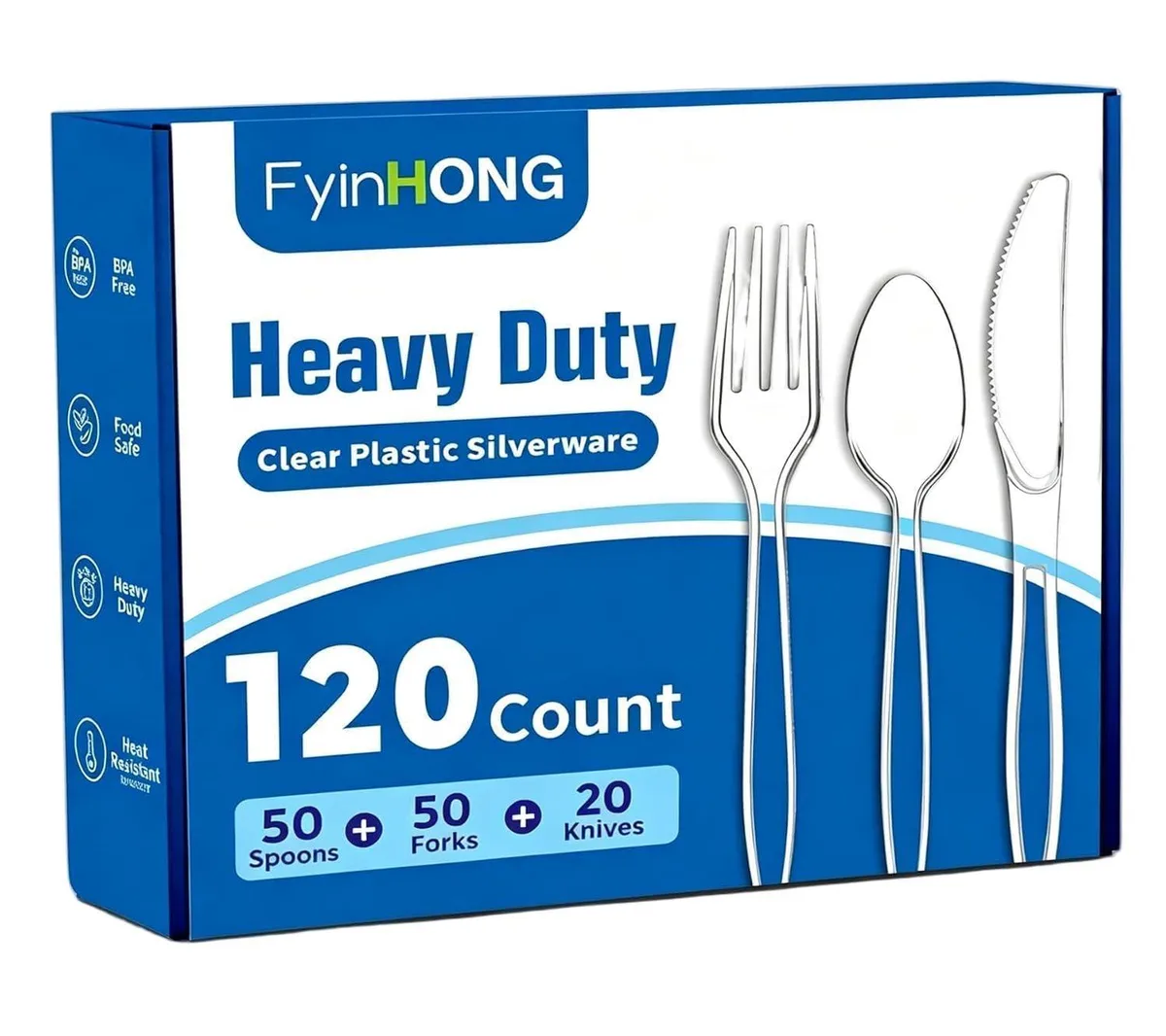 Clear black plastic cutlery set in compact box