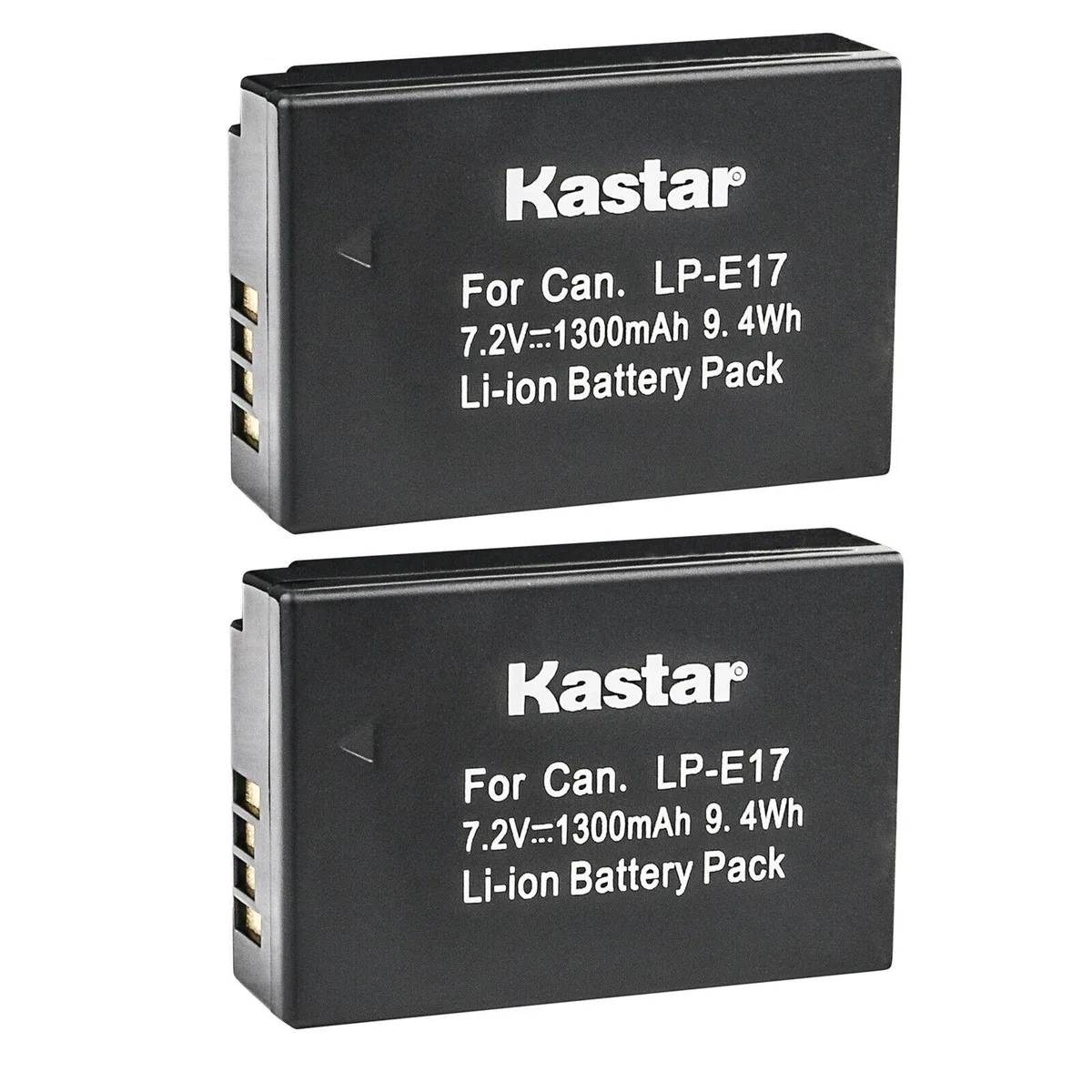 Kastar Kastar LP-E17 2-Pack 1300mAh 7.2V 9.4Wh camera battery — product photo