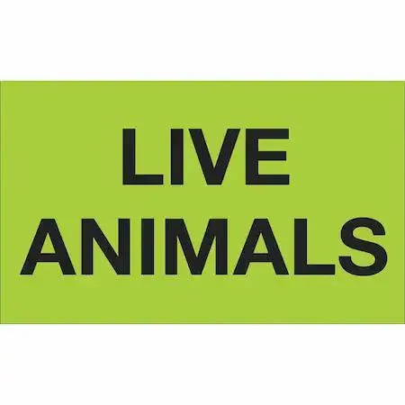Fluorescent green rectangular label reading "Live Animals