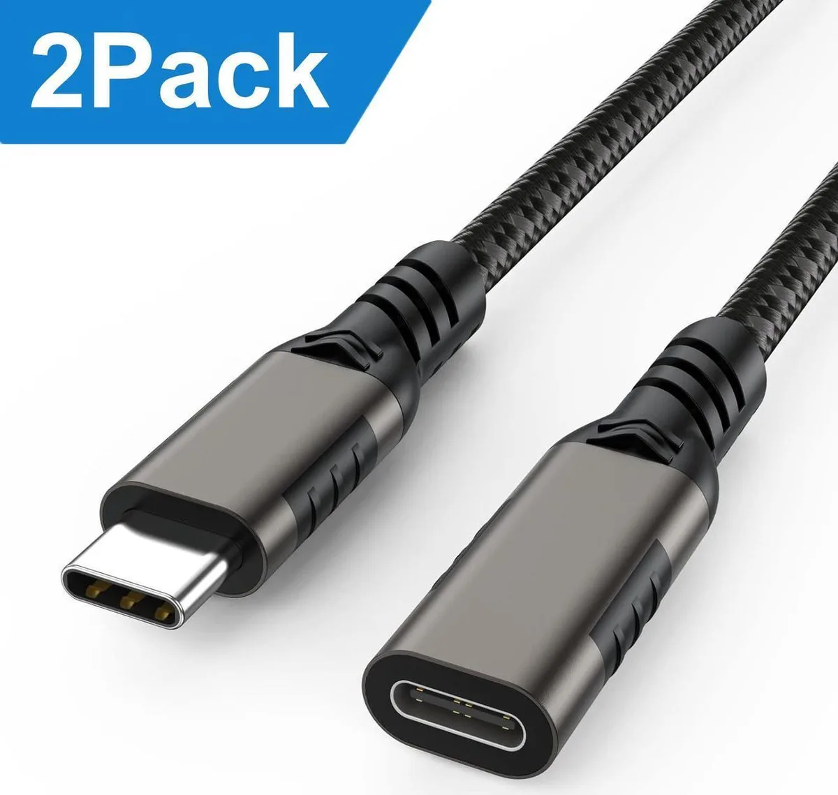 SMUGDESK SMUGDESK USB C Extension Cable 1.6FT 2Pack 10Gbps 100W Grey — product photo