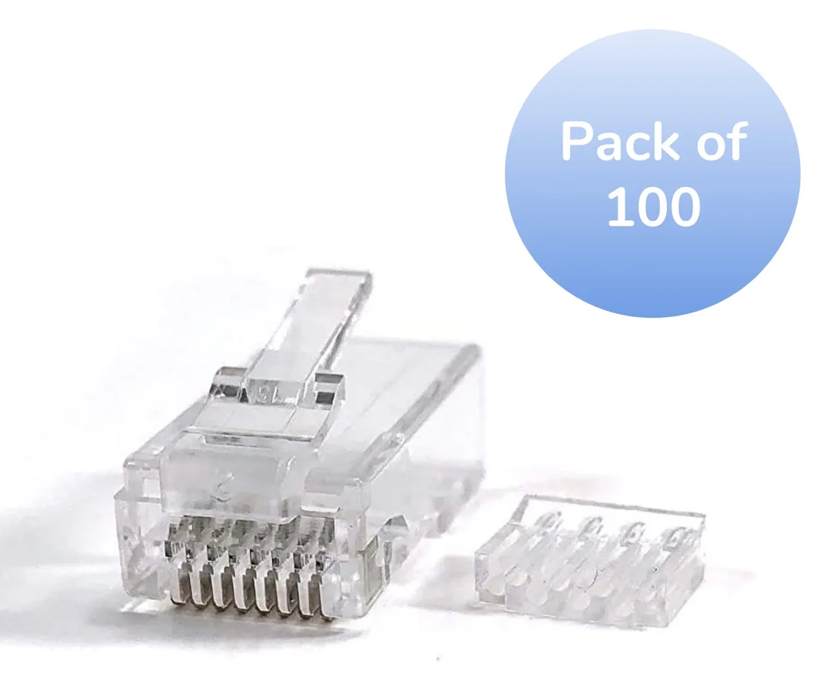 Micro Connectors Micro Connectors CAT6 RJ45 Modular Connector Plugs with Load Bar 100-Pack — product photo