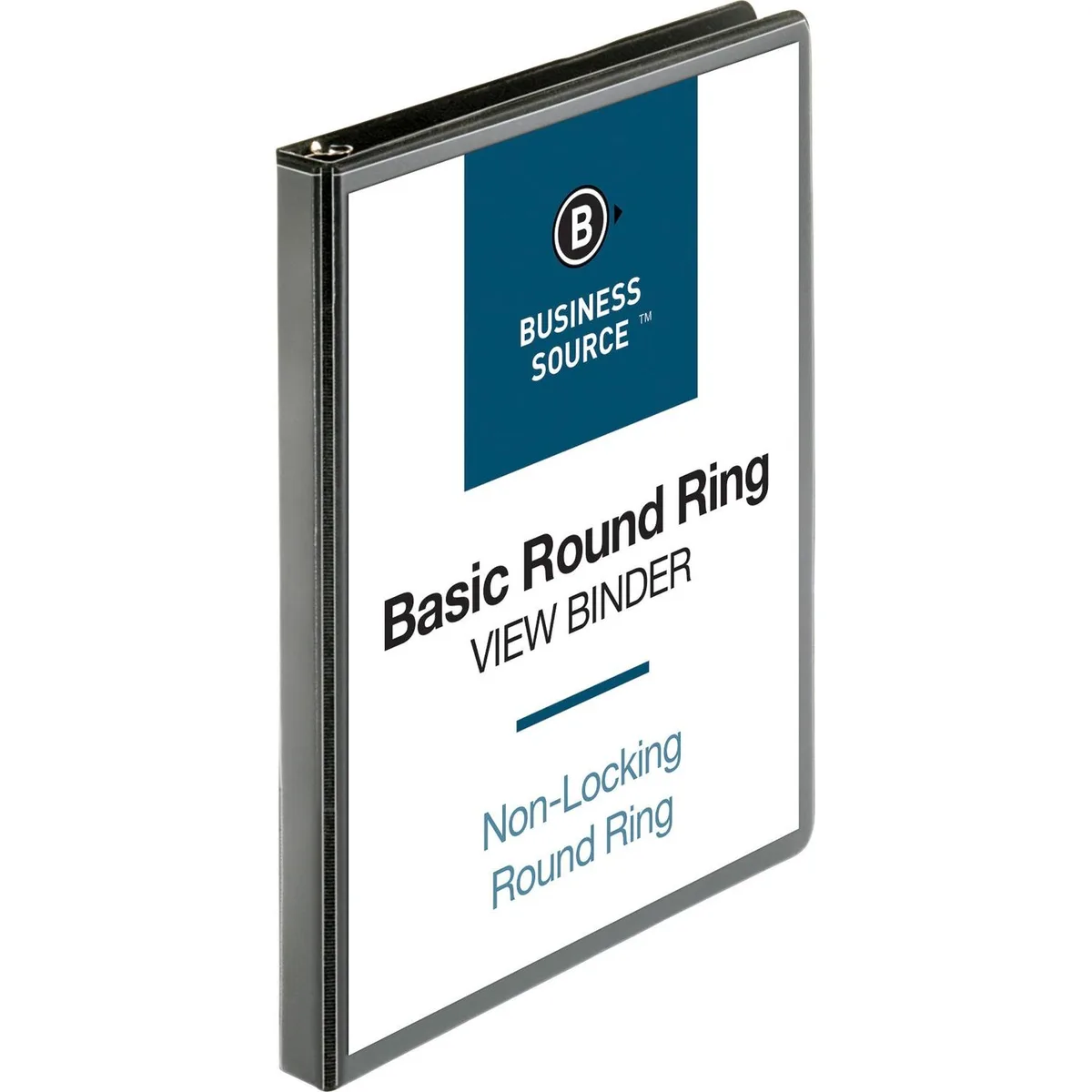Black polypropylene view binder with clear overlays and two interior pockets
