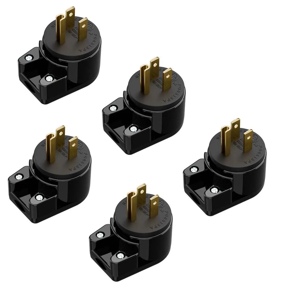LORDWORLD LORDWORLD NEMA 5-15P Right Angle Plug 15A 125V 360° Rotatable 5-Pack — product photo