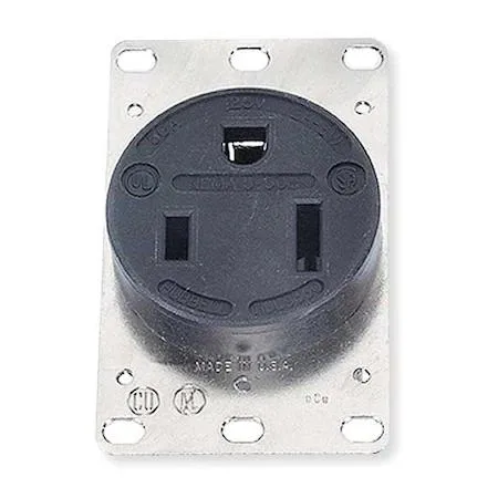 Black composite flush-mount receptacle with screw terminals