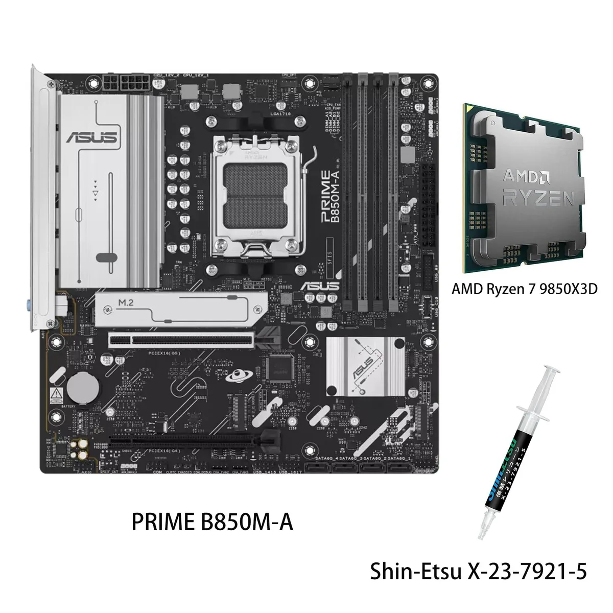 ASUS ASUS PRIME B850M-A Motherboard & AMD Ryzen 7 9850X3D CPU Combo — product photo