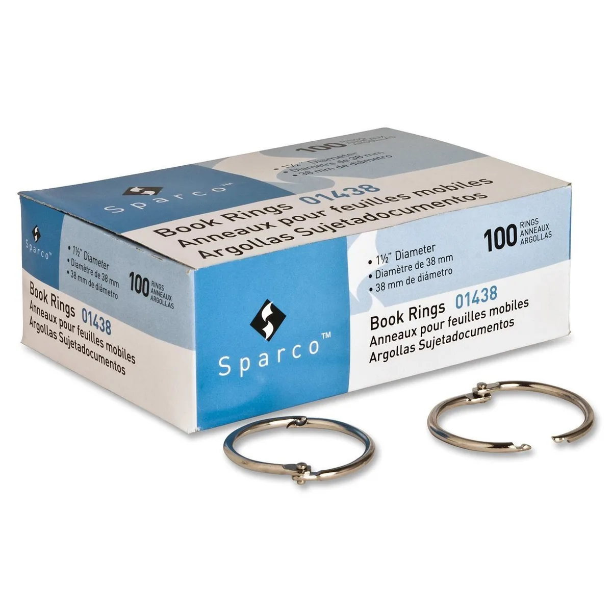 Sparco Products Sparco Products 01438 Book Rings 100 Box Silver — product photo