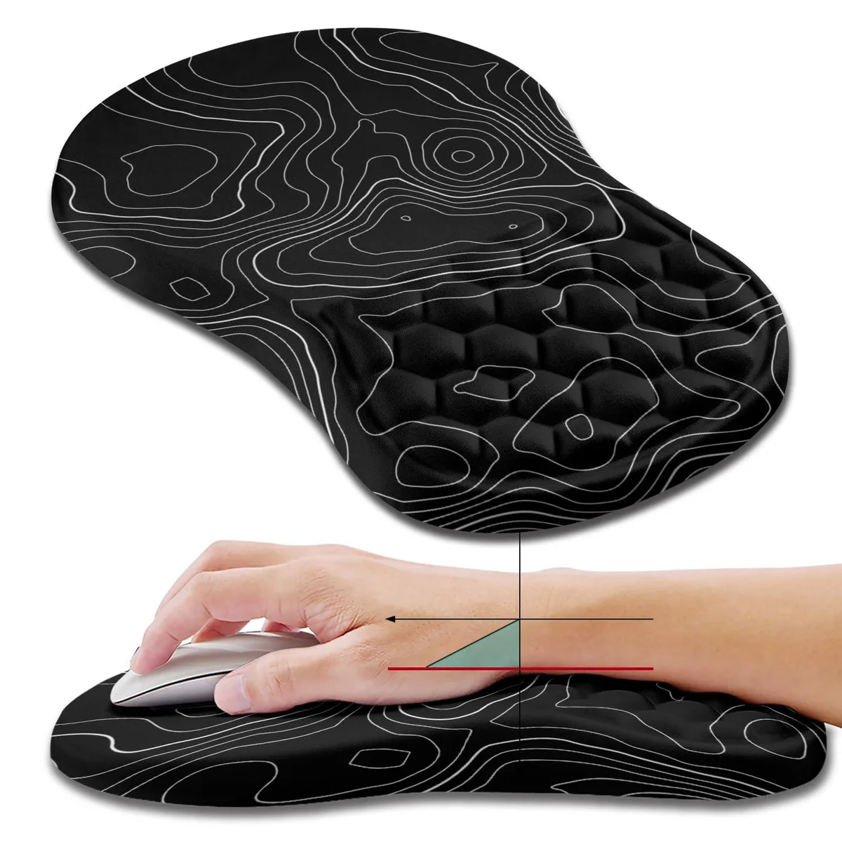  Hokafenle KM&amp;HK-Mousepad-T8B-001 Ergonomic Mouse Pad Topographic Contour 11.8x7.9 inch — product photo