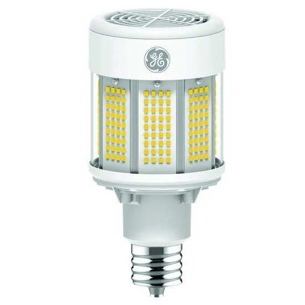 Large white corncob LED bulb with metal fins and a thick mogul screw base