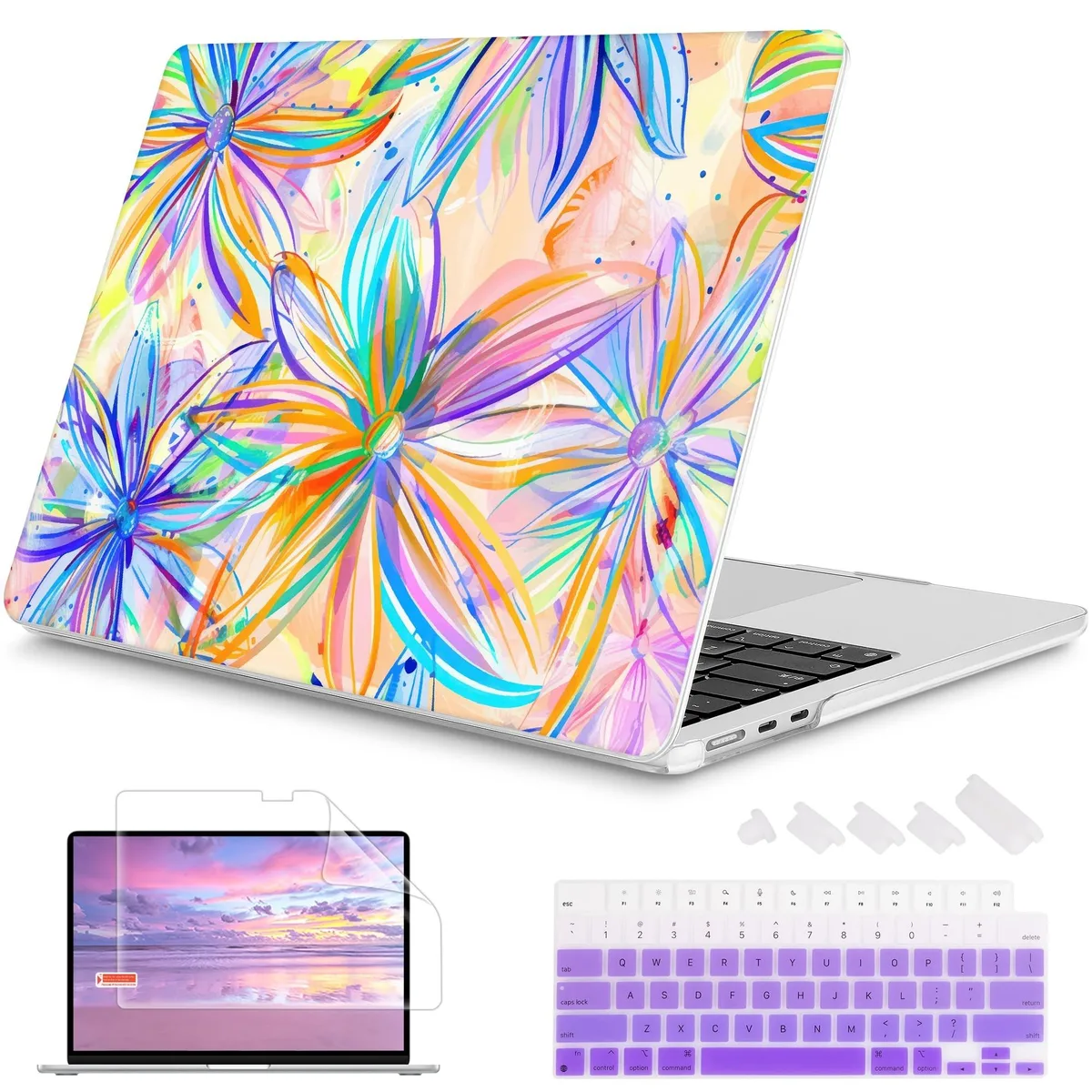 Bipra Bipra 2 in 1 Accessory MacBook Air 15 2025 2024 2023 A3241 A3114 A2941 Watercolor FlowerC328 — product photo