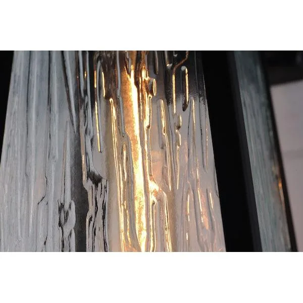 Tapered square Olde Brass pendant with clear Ripple glass panels and antique brass rivets