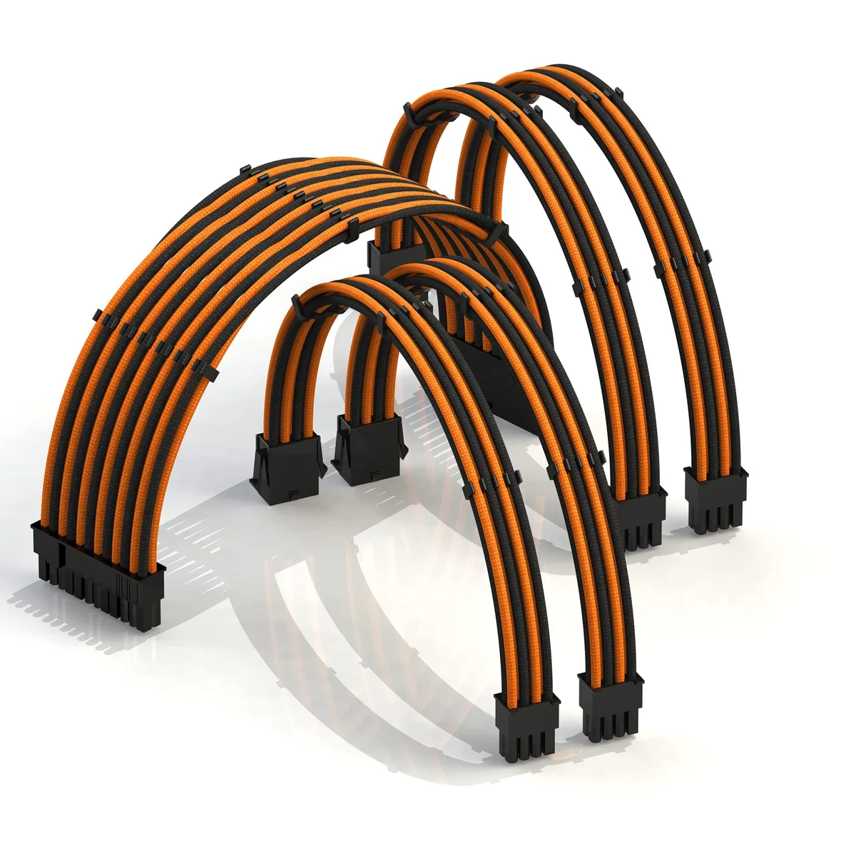  AVA 50cm PSU Cable Extension Set OrangeBlack 1x24P 2x8P CPU 2x8P GPU 500mm — product photo