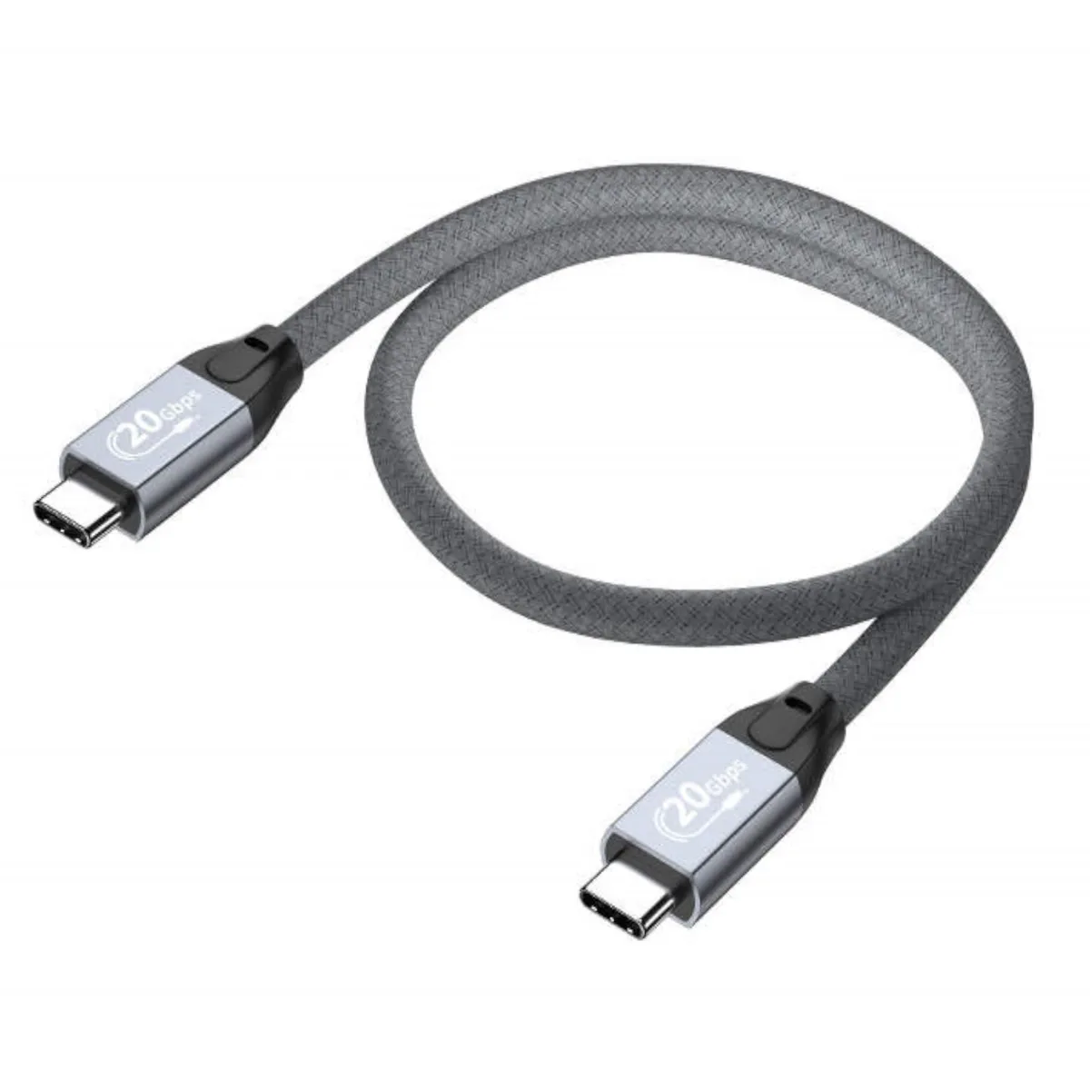 Short white USB-C to USB-C cable coiled on surface