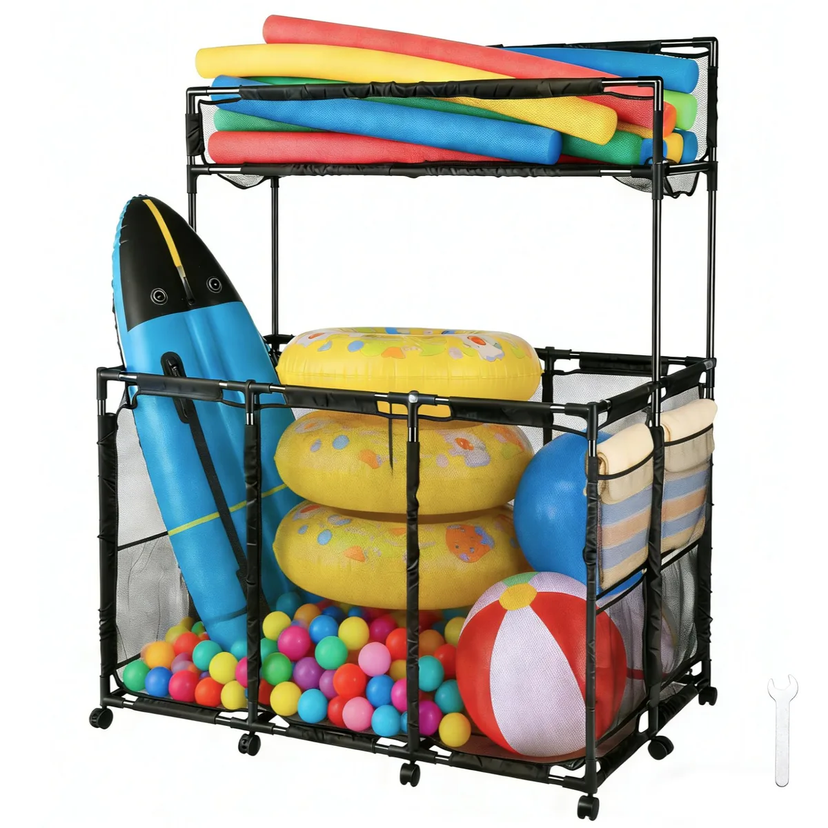 Yescom USA, Inc. Yescom USA, Inc. 06PSB003-2LAY-06 Toy Storage 49" x 30" x 61" 10 Wheels Double Decker — product photo