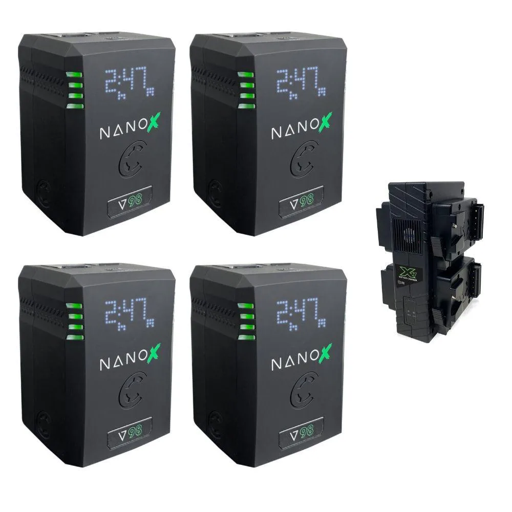CORE CORE NANOX V98 Micro 98Wh V-Mount Battery 4-Pack with Quad Charger — product photo