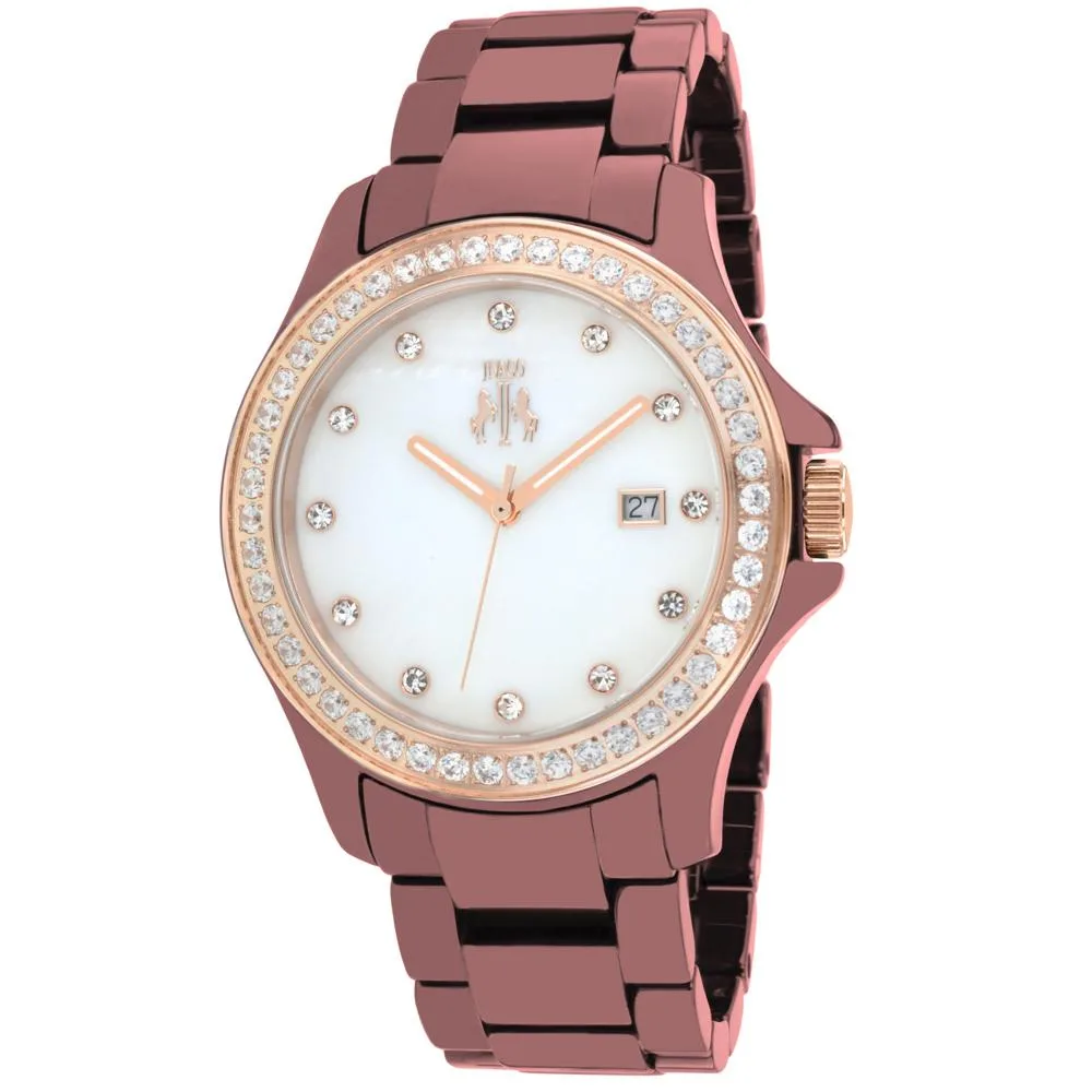 Jivago JV9415 ceramic maroon watch with mother-of-pearl dial and ceramic bracelet