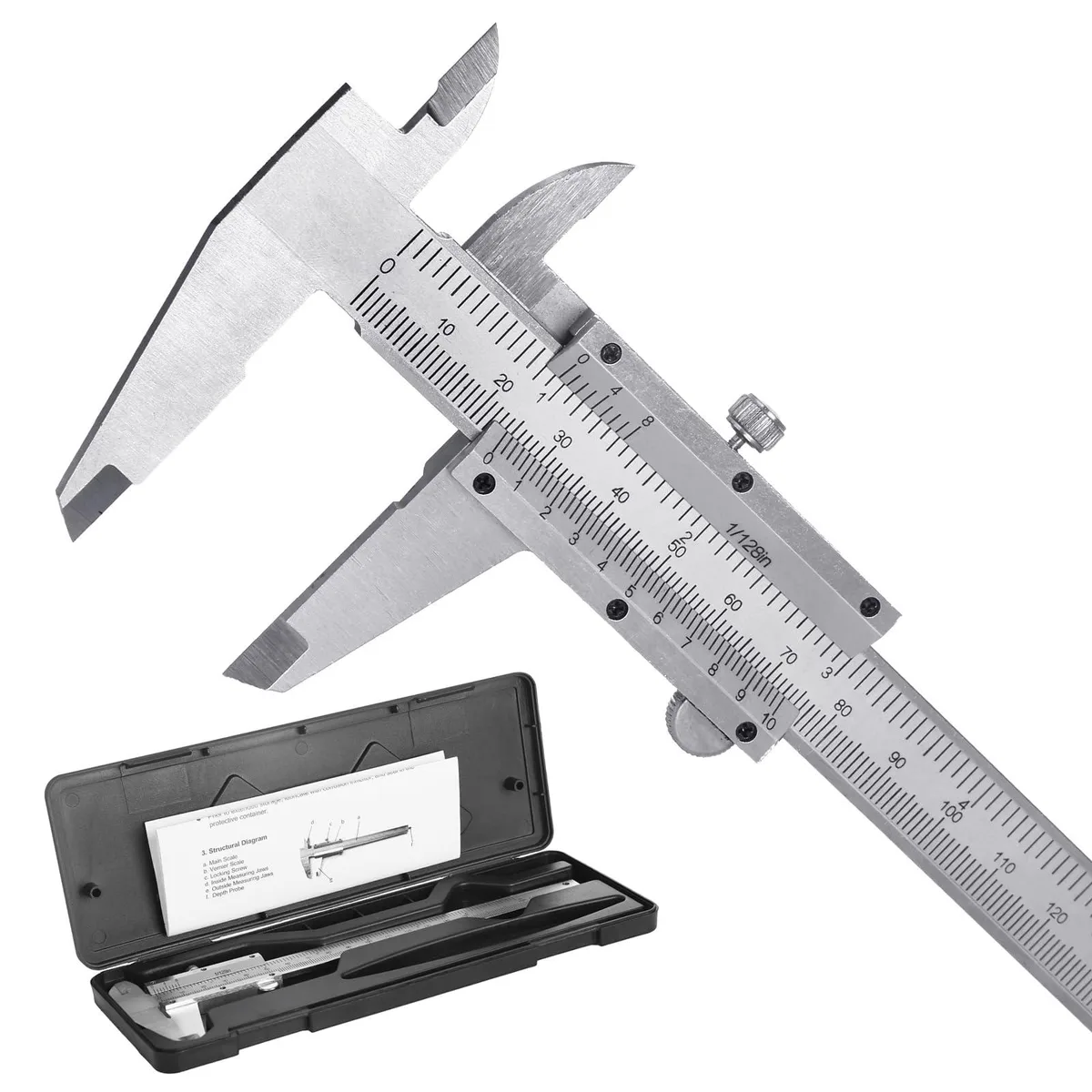  6-Inch/150mm Vernier Caliper 0.02 mm 1/128 Inch Dual Scale — product photo