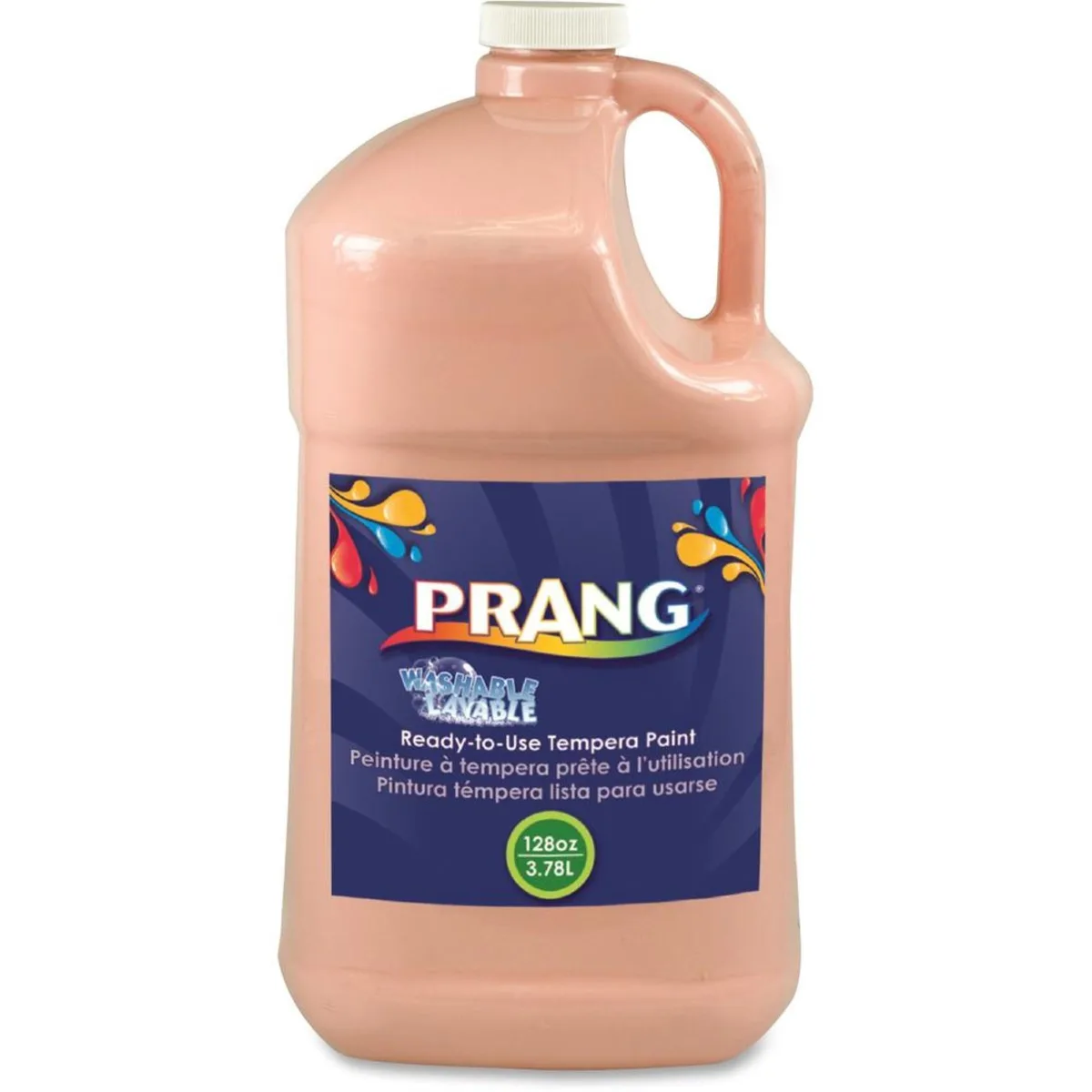 White plastic jug with handle containing peach liquid paint
