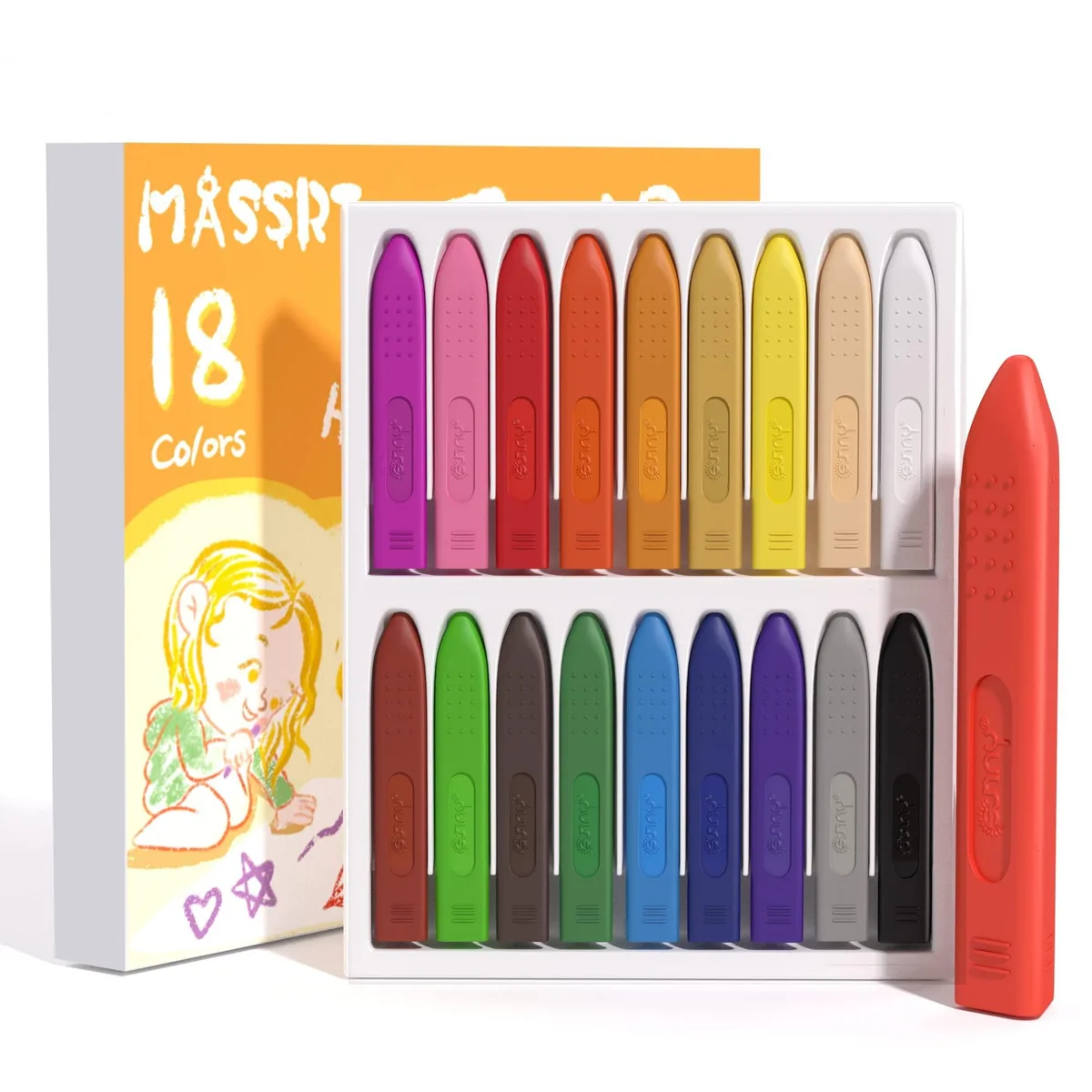  MASSRT MSAART-JB2-1 Triangle Jumbo Crayons 18 Colors — product photo