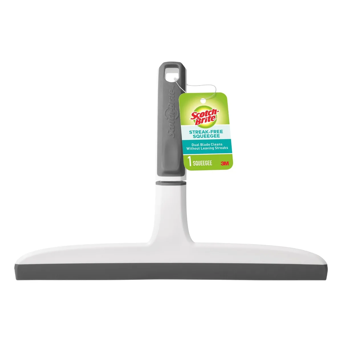 White 10 inch dual-blade rubber squeegee with rubber handle