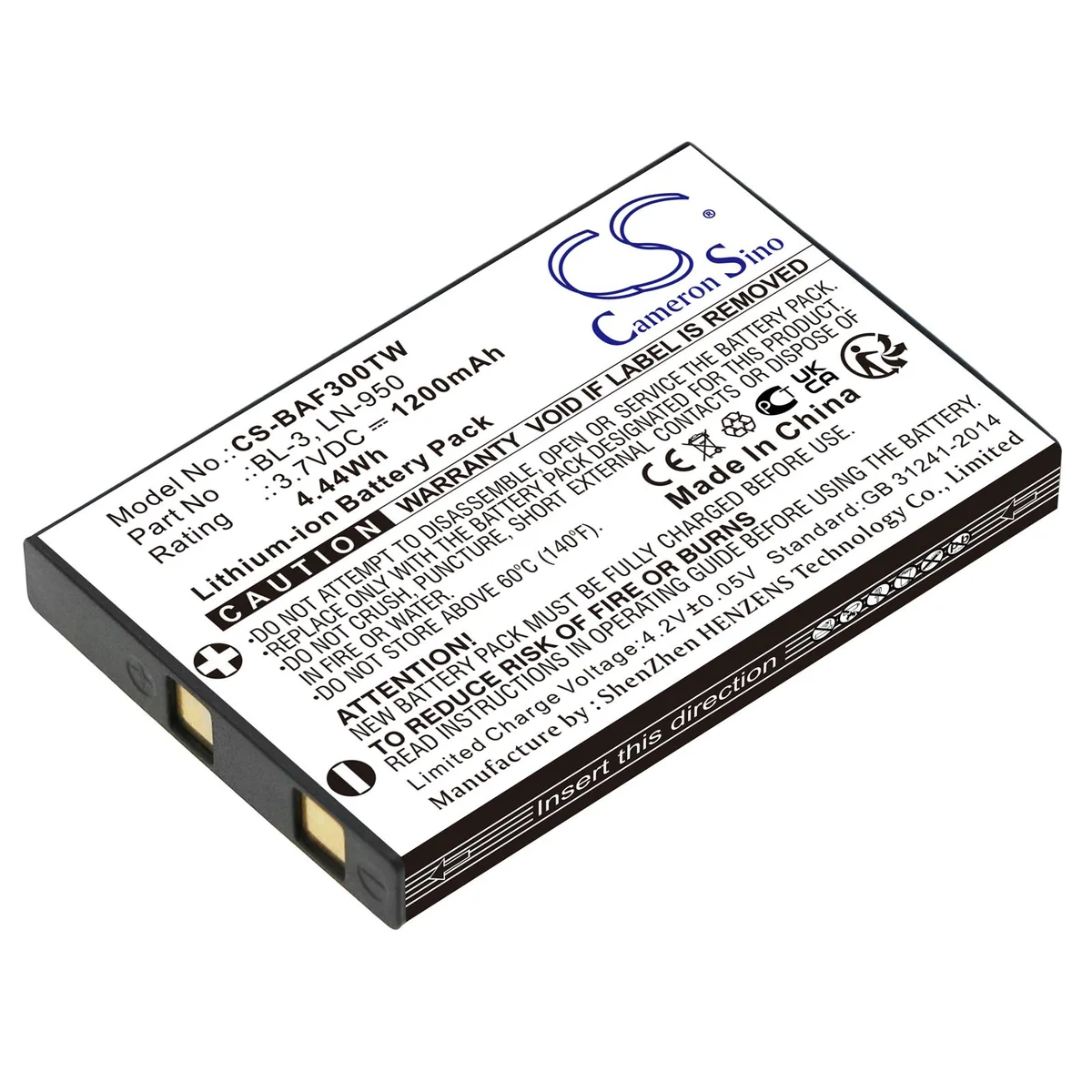 Cameron & Co Cameron & Co DS-CS-BAF300TW Li-ion battery 1200mAh 3.7V black — product photo