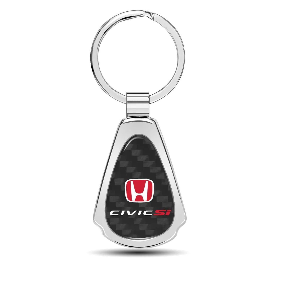 iPick Image, LLC iPick Image, LLC Honda Red Logo Civic Si Black Carbon Fiber Chrome Teardrop Key Chain — product photo