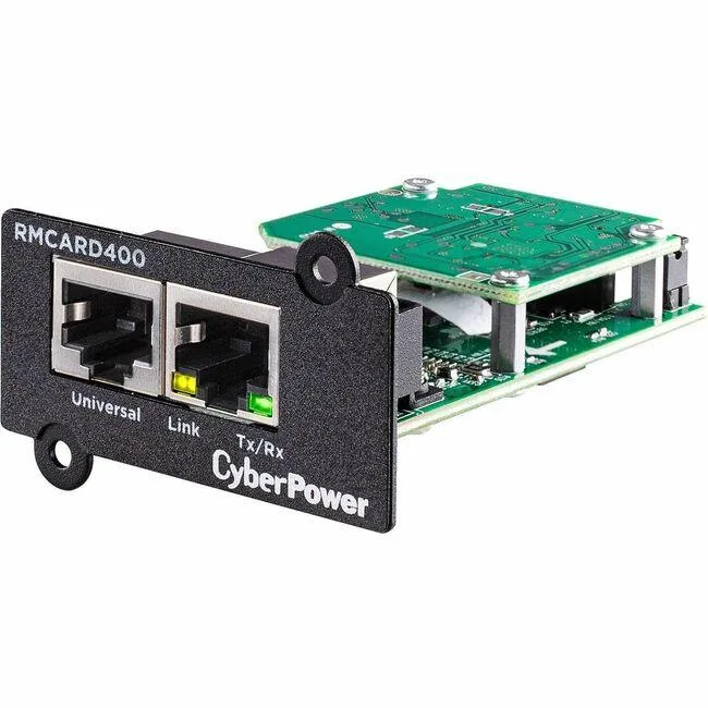 CyberPower RMCARD400 network management card in green PCB with metal bracket