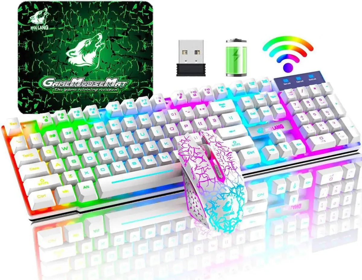 Vszerda Vszerda Wireless Gaming Keyboard and Mouse Combo, 104 Keys, 2400 DPI, Rainbow Backlight — product photo
