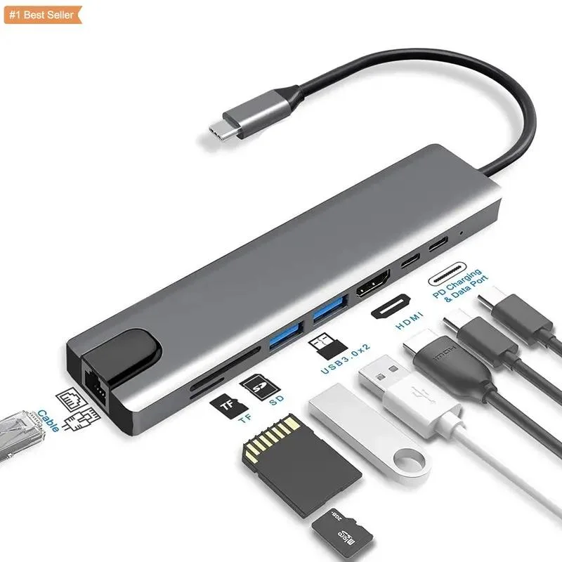 IXJYLCPC IXJYLCPC 8-in-1 USB-C Hub Adapter titanium gray — product photo