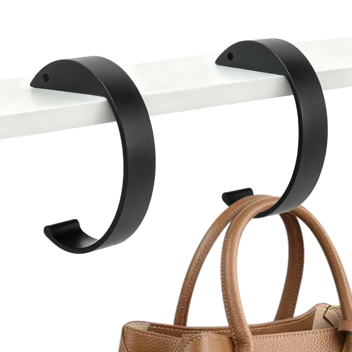 Two C-shaped alloy steel desk hooks with rubber backing pads, each fits edges up to 1.5 inches
