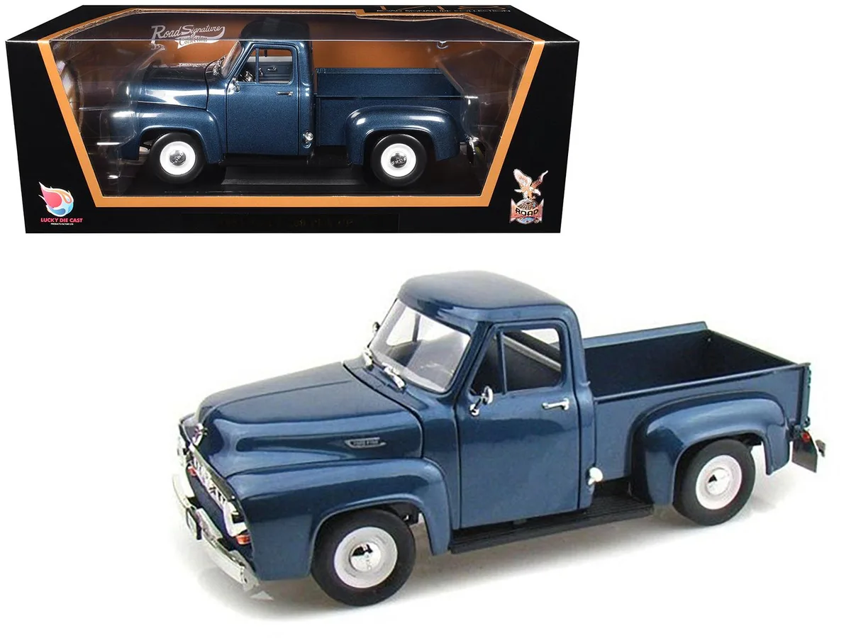 ROAD SIGNATURE ROAD SIGNATURE 1953 Ford F-100 Pickup Dark Blue 1/18 Diecast hobby collectible — product photo