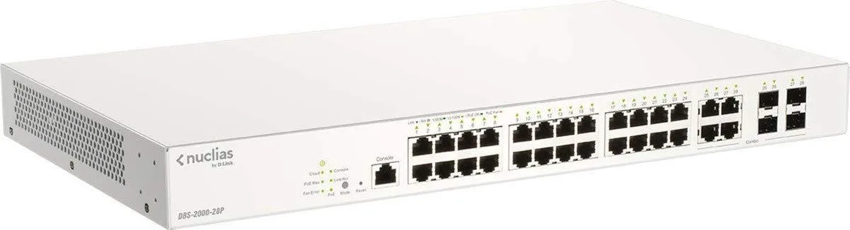 Black metal 28-port rack-mount network switch