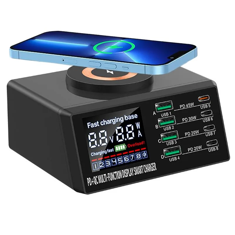 LUOM LUOM WLX-X9M 110W 8-Port LCD Display Charging Station Black — product photo