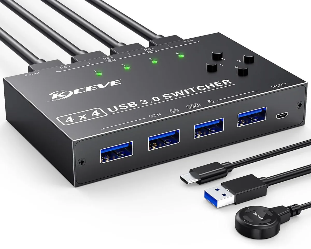 BFKK BFKK USB 3.0 KVM Switch 4 Port Wired Remote 1.5m Cable — product photo