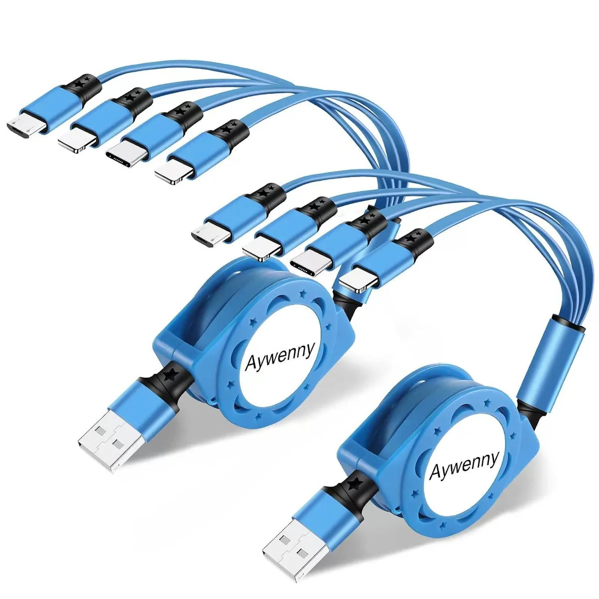 Mobee Mobee 4-in-1 Retractable Charging Cable 3.3ft 2-Pack — product photo