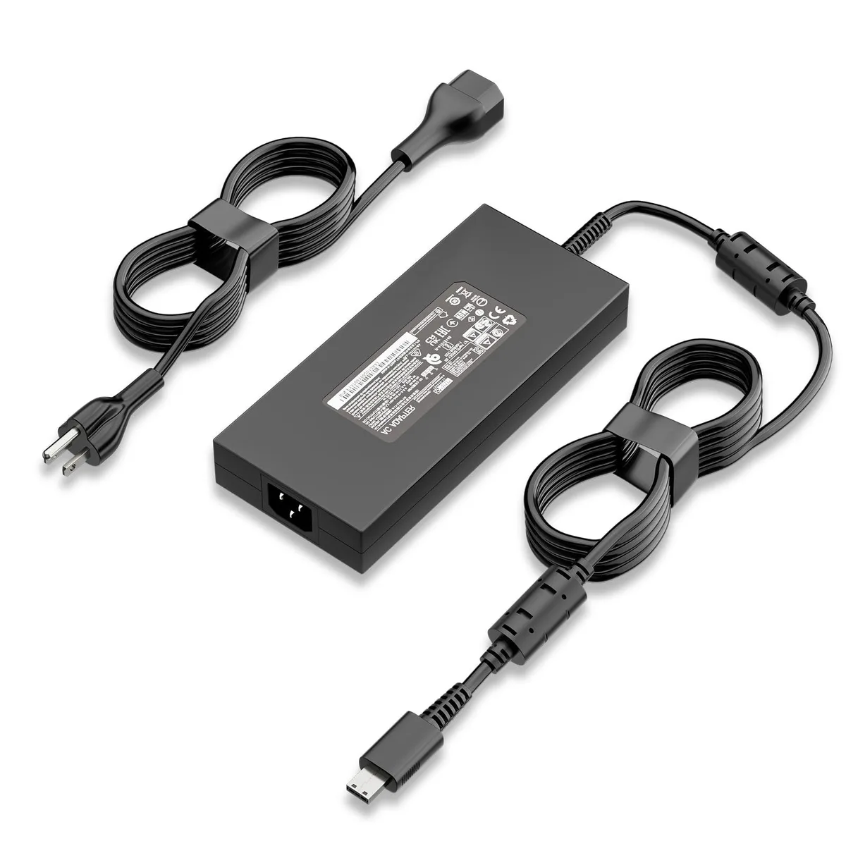 Black rectangular 240W AC adapter with USB tip connector and detachable power cord