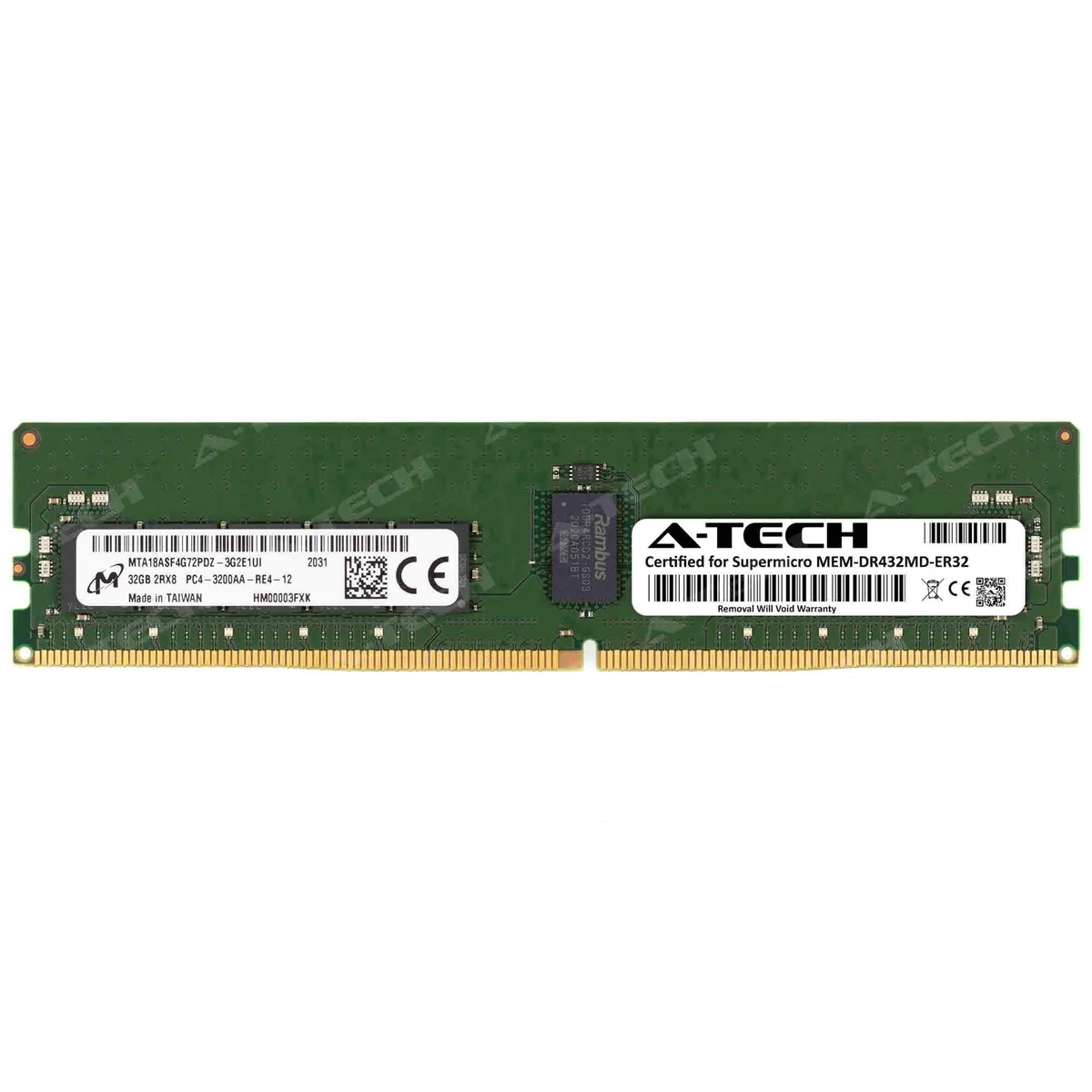 A-Tech A-Tech Supermicro Certified 32GB DDR4 3200MHz 2Rx8 ECC RDIMM Server Memory — product photo