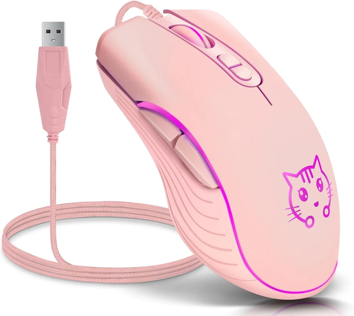 AUTYUE AUTYUE Wired Gaming Mouse 2400 DPI 6 Buttons Pink — product photo