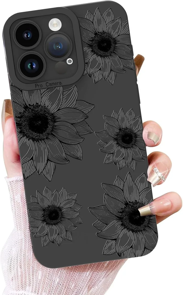 TAURKENAM TAURKENAM iPhone 15 Pro Max Case Sunflower Black Flower 1.3mm 2.5mm — product photo