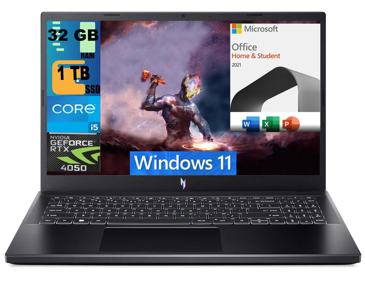 Acer America Acer Nitro V 15 gaming laptop i5-13420H RTX 4050 32GB 1TB — product photo