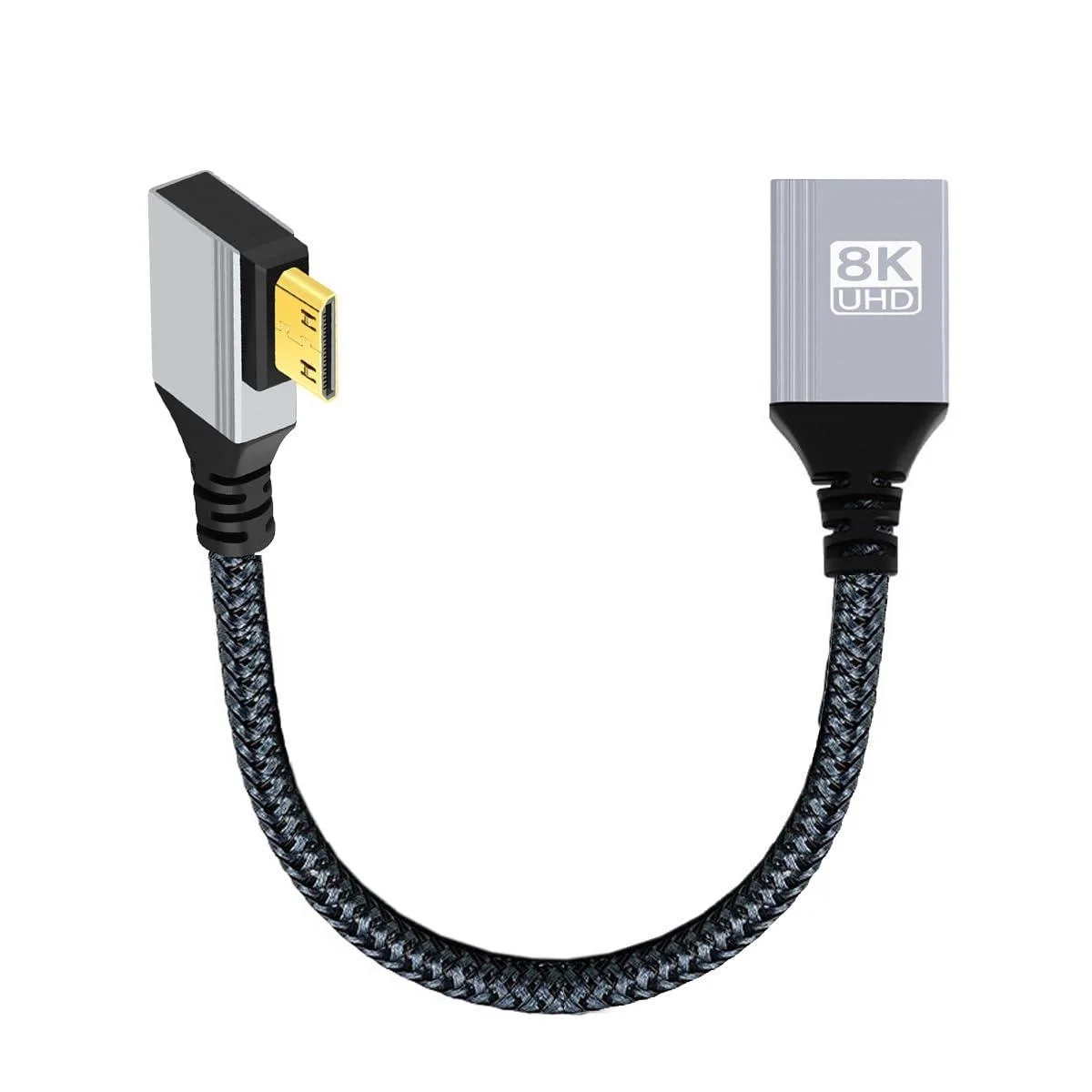 Fervit Fervit 8K Mini HDMI 2.1 Male 90° Left Angled to HDMI Female Extension Cable — product photo