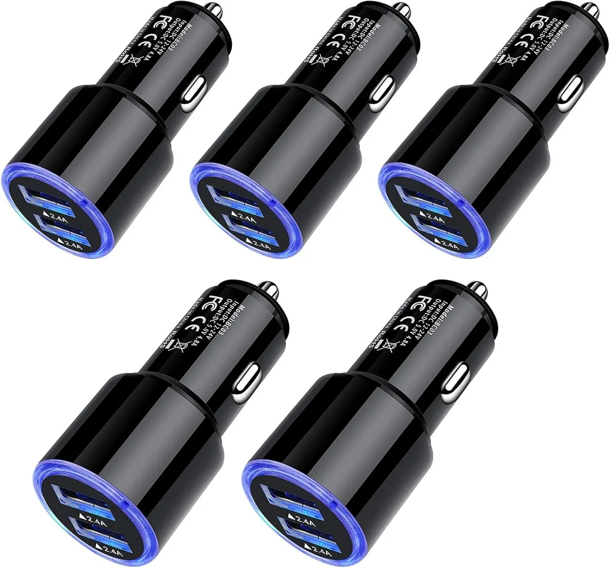 Hamzan Hamzan Car Charger 5-Pack 4.8A Dual USB — product photo