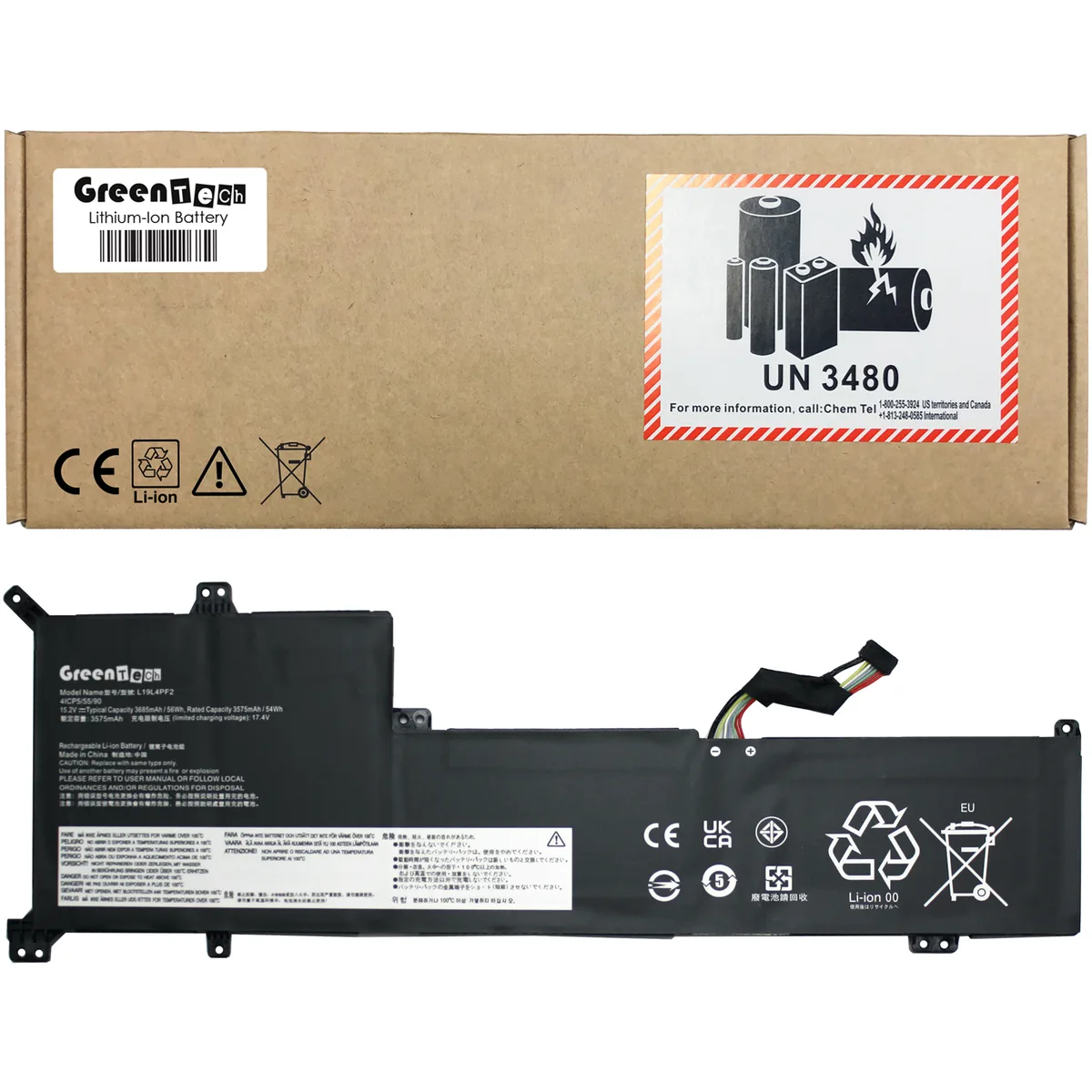 GreenTechLLC GreenTechLLC L19L4PF2 laptop battery 15.2V 56Whr for Lenovo IdeaPad 3-17 — product photo