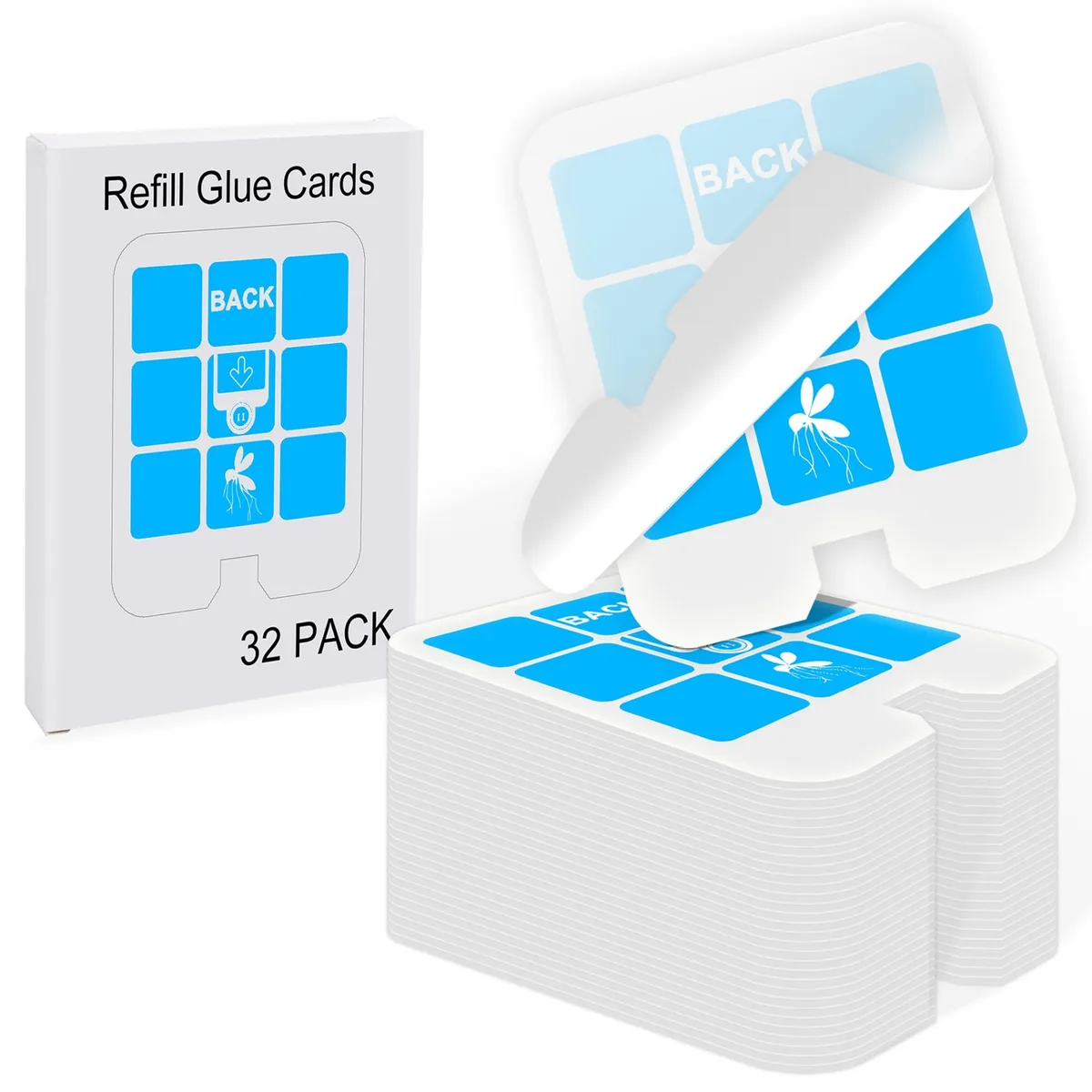 White rectangular glue cards in a 32 pack 3.8 by 3.1 inches