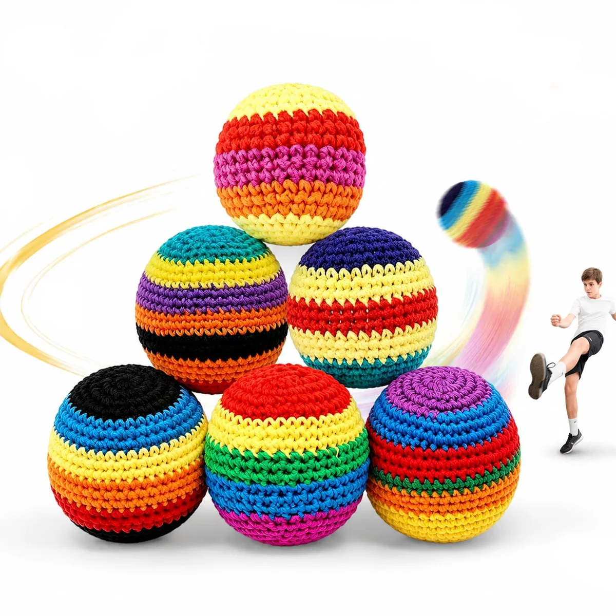  Hand-Made Knitted Footbag Sack 6PCS 2026 Upgraded — product photo