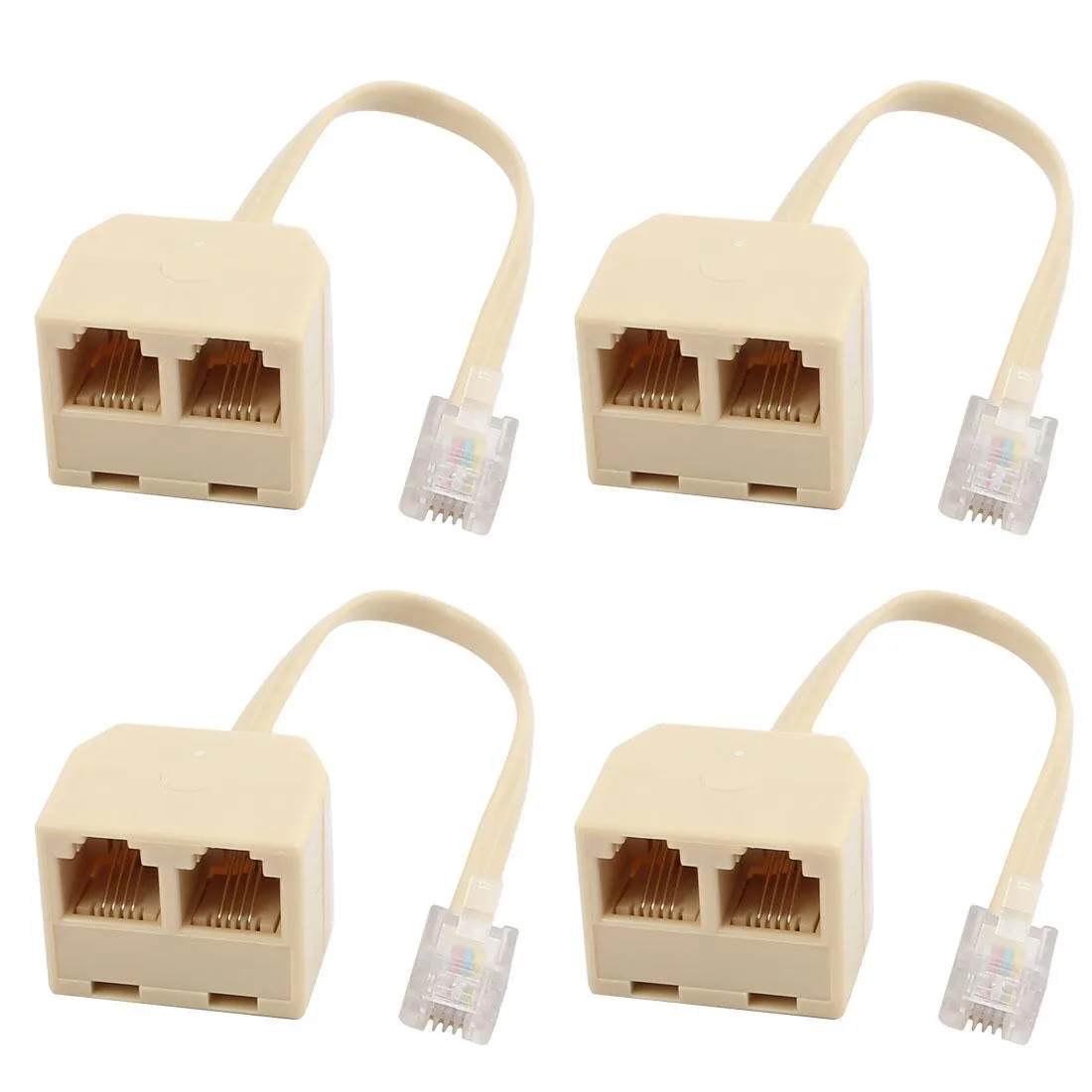 Unique-Bargains Unique-Bargains 4Pcs RJ11 6P4C Male to 2 Female Telephone Splitter Adapter — product photo