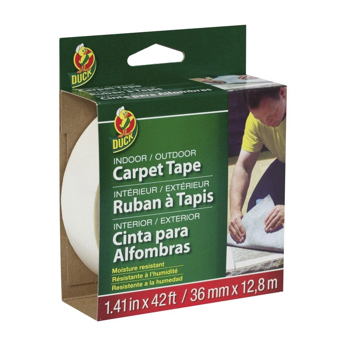 Duck Duck Fiberglass Double-Sided Carpet Tape White 1.41 in x 42 ft — product photo