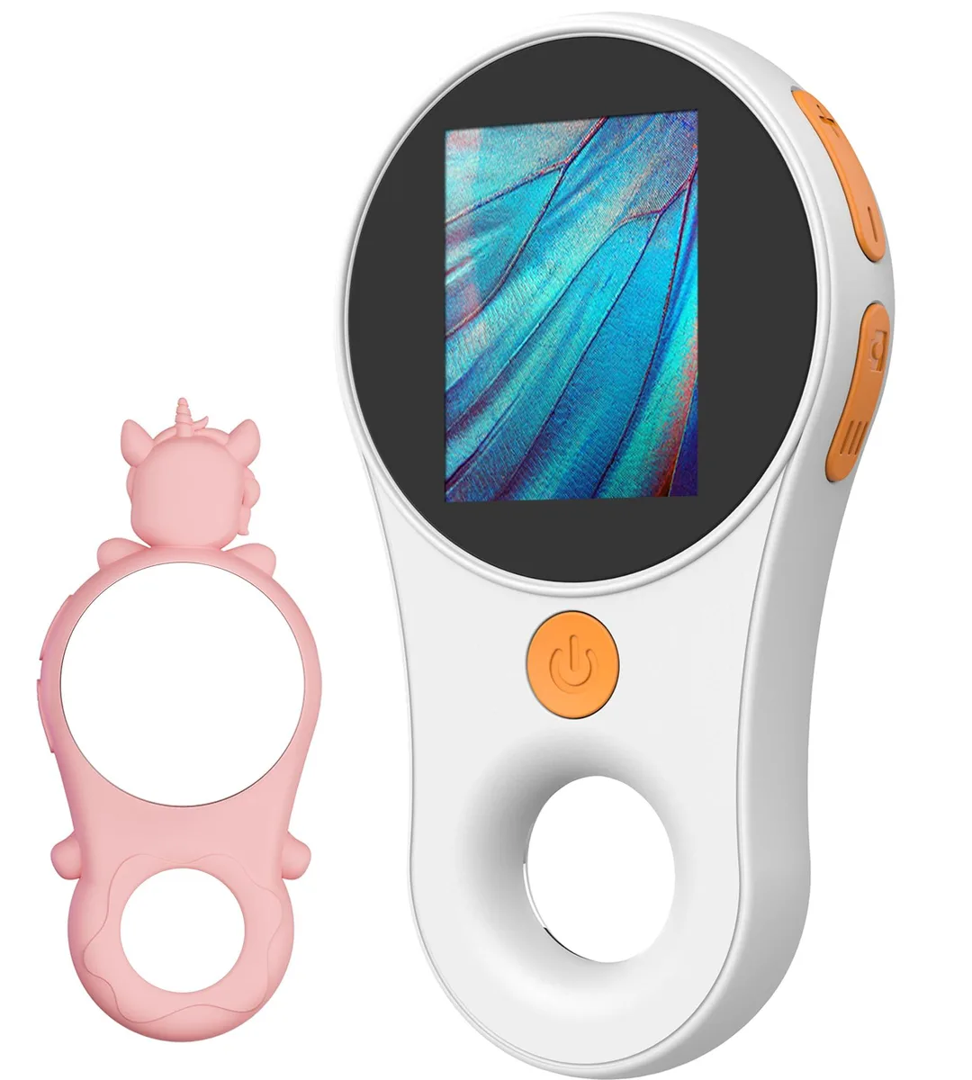 Pearl-white handheld digital microscope with 2.0-inch IPS screen and eight LED lights